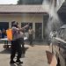 Cegah Virus Corona (Covid-19) Polsek Batu Ceper Gelar Penyemprotan Cairan Disinfektan Untuk Di Kantor Mapolsek Batu Ceper